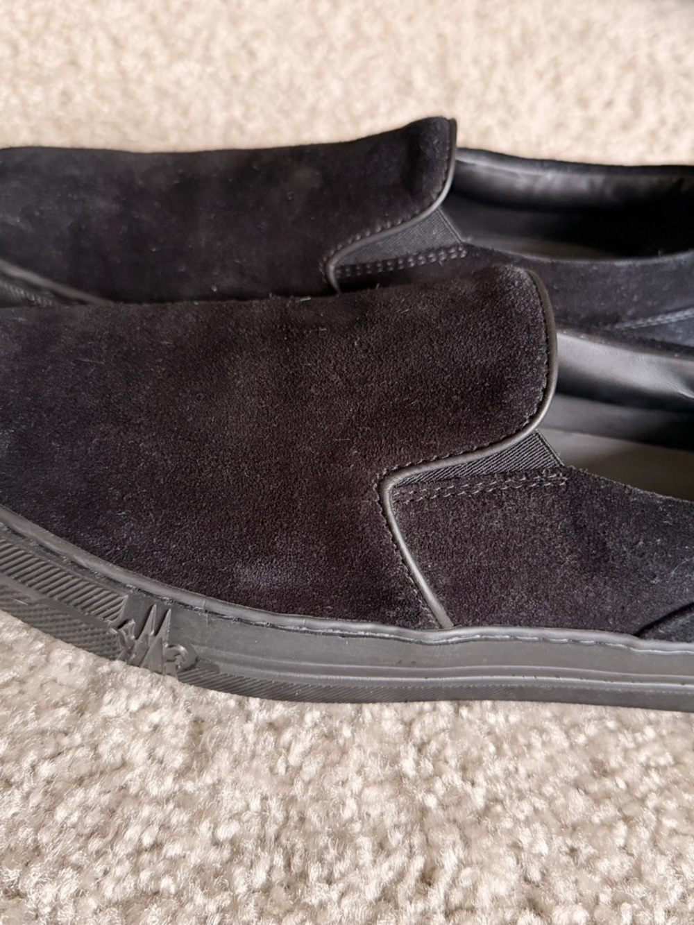 Moncler Black Suede Slip-On Loafers - Picture 2 of 7